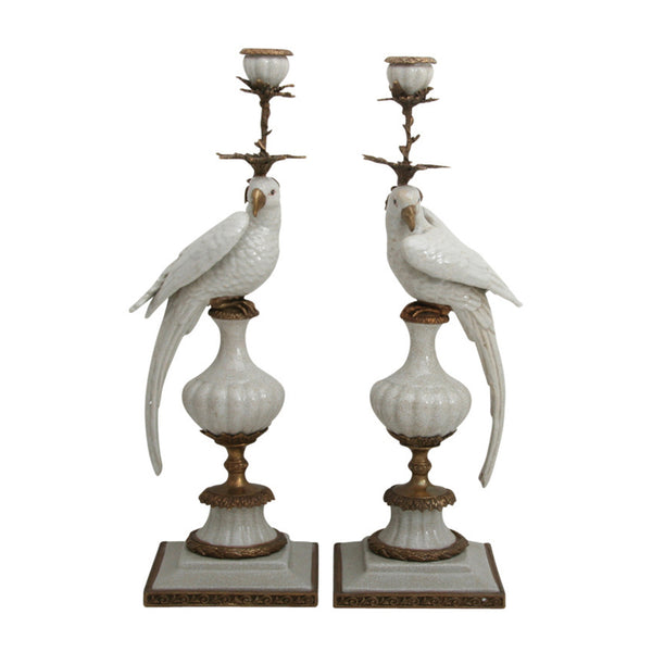 2 Parrots Candle Holders